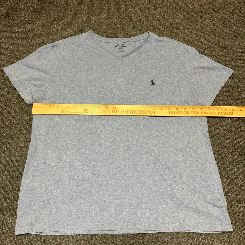 Polo Ralph Lauren Mens V-Neck T-Shirt Light Blue Heathered Size Large - Picture 5 of 5